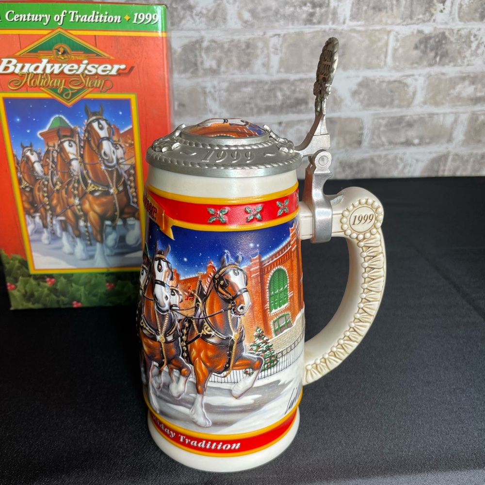 Vintage 1999 BUDWEISER Holiday Stein, Mug, New/Never Used, Collectible